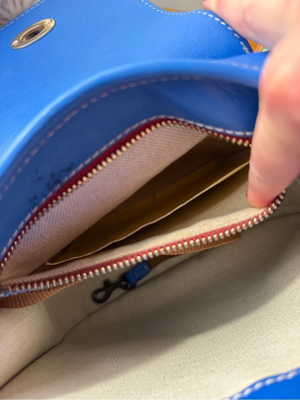 Dooney & Bourke Blue Leather Crossbody with Multicolor Logo Wallet - Picture 3 of 15